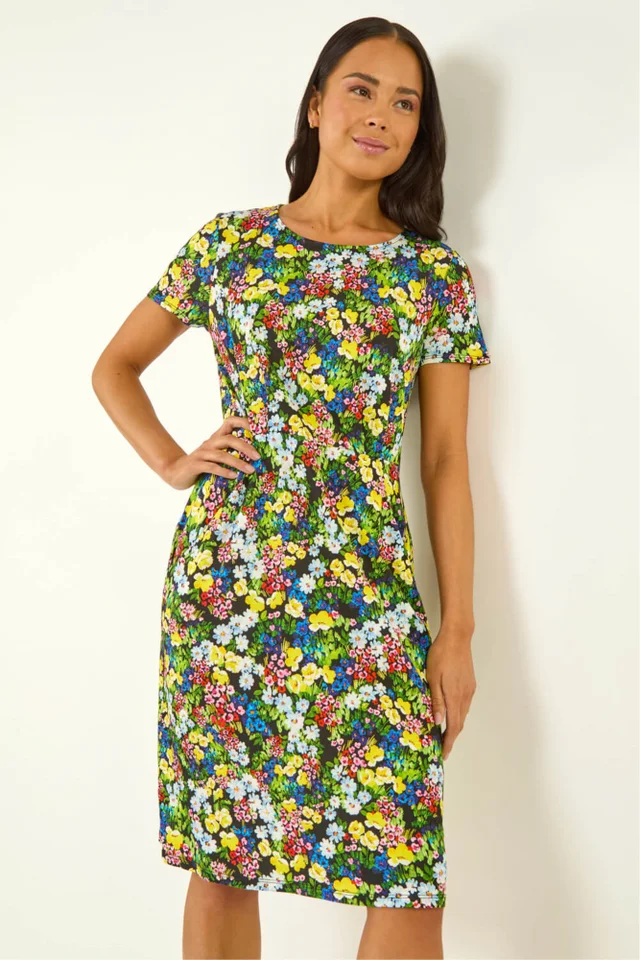 Roman Multi Petite Floral Print Pocket Dress