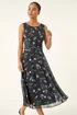 Roman Black Petite Floral Ruched Waist Midi Dress - 14 Image 4