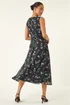 Roman Black Petite Floral Ruched Waist Midi Dress - 14 Image 3
