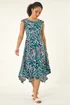 Roman Emerald Leaf Print Hanky Hem Maxi Dress - 16 Image 1