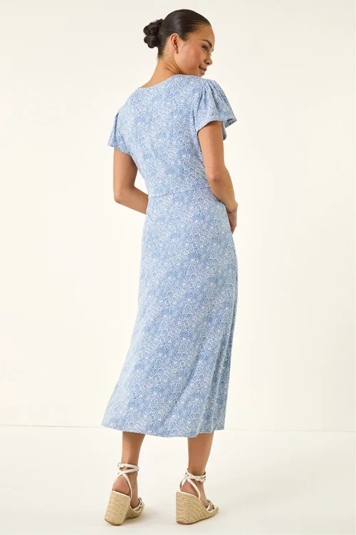 Roman Blue Petite Abstract Spot Midi Dress - 16 Image 3