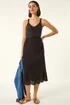 Roman Black Crochet Strappy Midi Dress - 10 Image 1