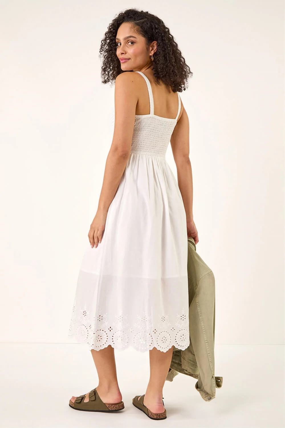 Roman White Crochet Strappy Midi Dress - Size 18 Image 1