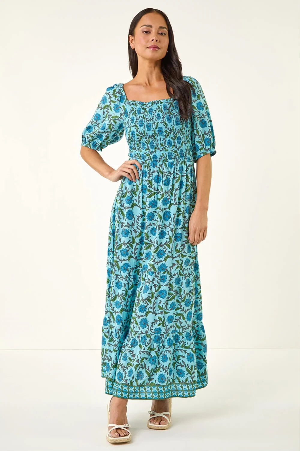 Roman Blue Petite Printed Puff Sleeve Dress - 18 Image 2