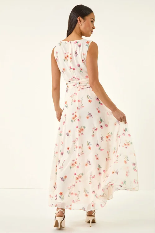 Roman Ivory Petite Floral Ruched Waist Maxi Dress - 10 Image 3