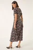 Roman Black Rose Print Ruched Midi Dress - 20 Image 3