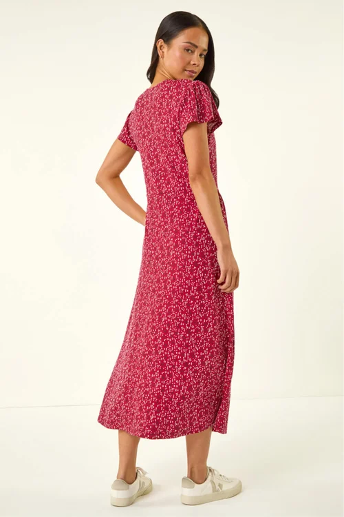 Roman Red Petite Abstract Spot Midi Dress - Size 14 Image 3