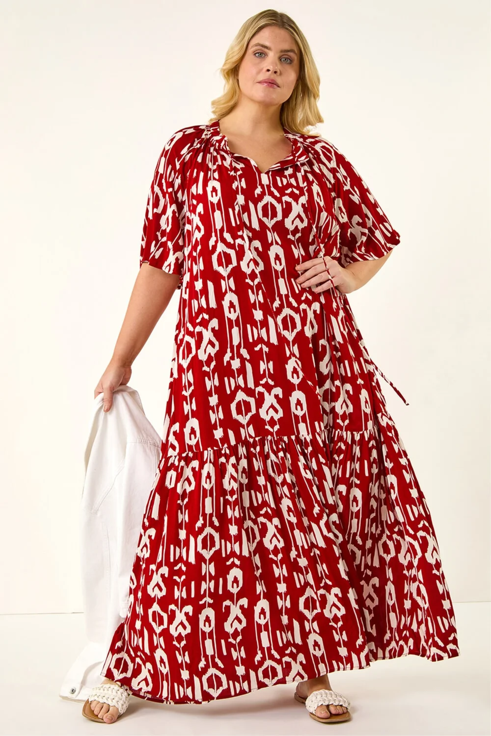 Roman Red Curve Printed Woven Maxi Dress - 18 Image 2