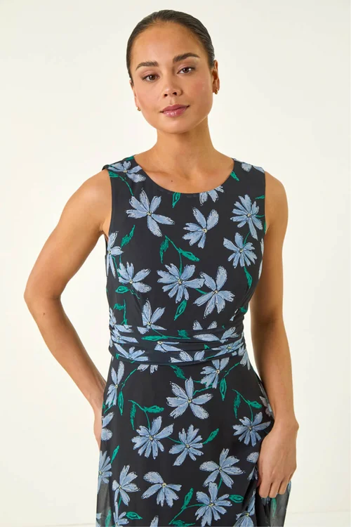 Roman Black P- Ruched Maxi Dress - Size 14 Image 4