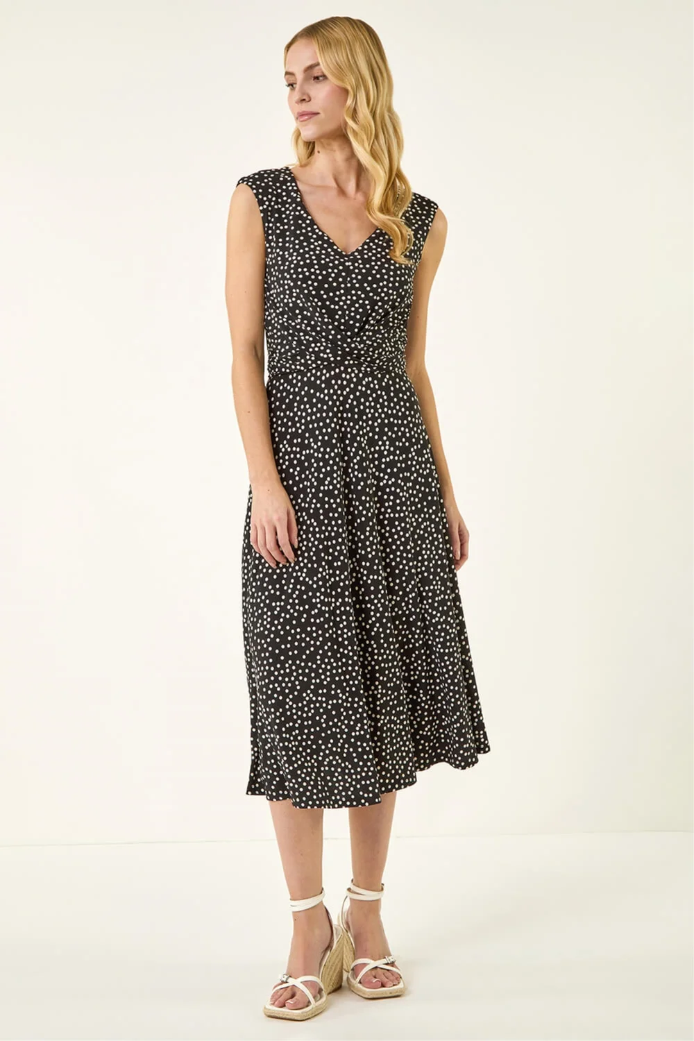 Roman Black Spot Print Twist Front Dress - 10 Image 1
