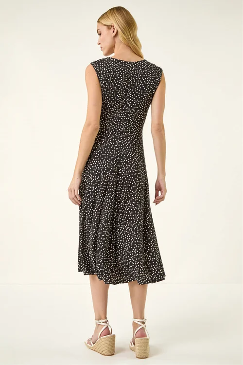 Roman Black Spot Print Twist Front Dress - 10 Image 3
