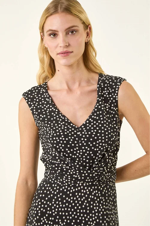 Roman Black Spot Print Twist Front Dress - 10 Image 4
