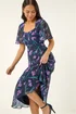 Roman Navy Petite Floral Midi Dress - 16 Image 1