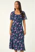 Roman Navy Petite Floral Midi Dress - 16 Image 4