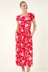 Roman Red Floral Print Pocket Midi Dress - Size 18 Image 2