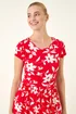 Roman Red Floral Print Pocket Midi Dress - Size 18 Image 4