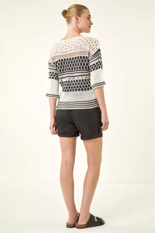 Roman Black Textured Abstract Knit Jumper - 12 Image 3