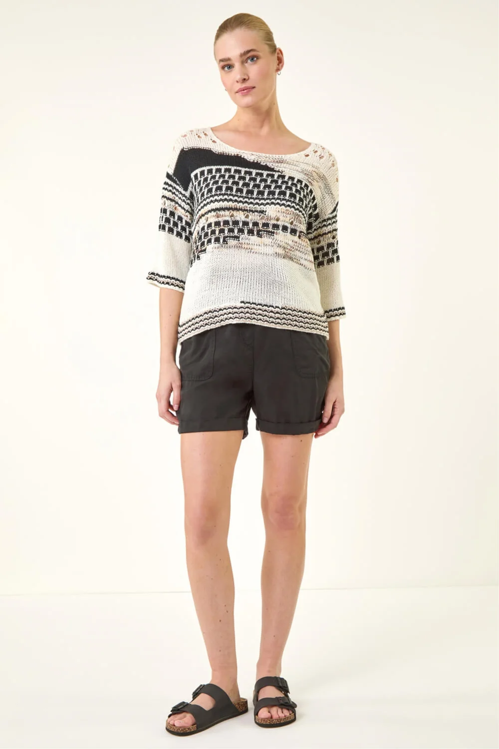 Roman Black Textured Abstract Knit Jumper - 12 Image 2