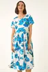 Roman Blue Floral Smock Midi Dress - Size 20 Image 1