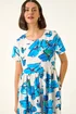 Roman Blue Floral Smock Midi Dress - Size 20 Image 4