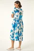Roman Blue Floral Smock Midi Dress - Size 20 Image 3