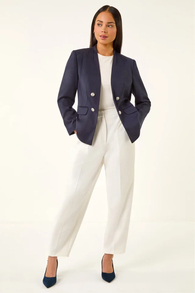 Roman Navy Petite Pocket Ponte Blazer