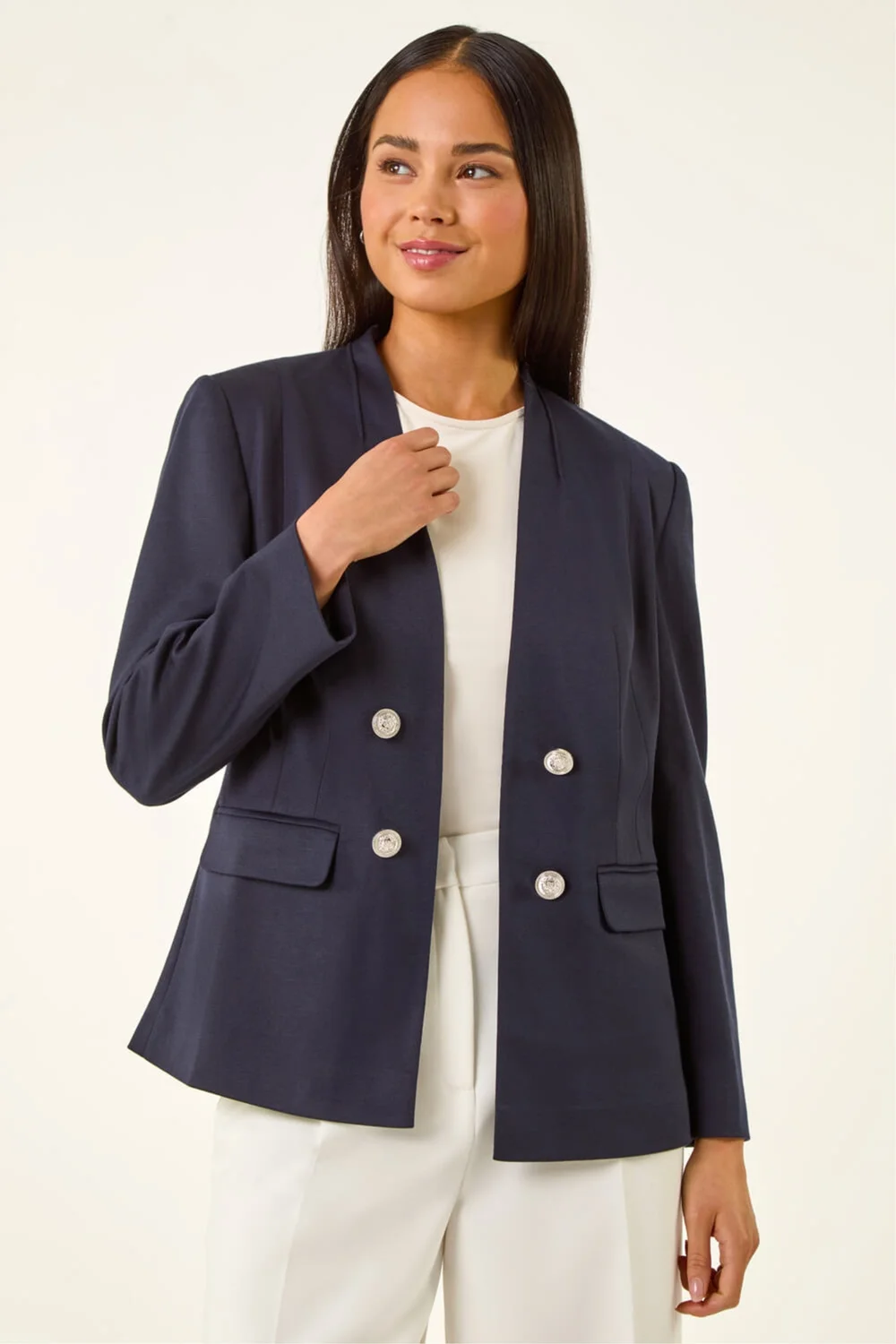Roman Navy Petite Pocket Ponte Blazer - 16 Image 4