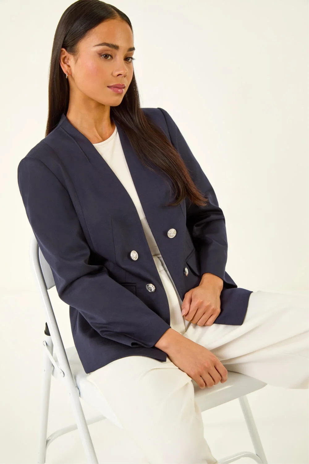 Roman Navy Petite Pocket Ponte Blazer - 16 Image 1