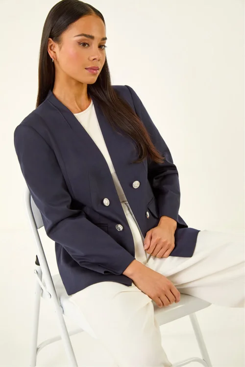 Roman Navy Petite Pocket Ponte Blazer - 16 Image 1