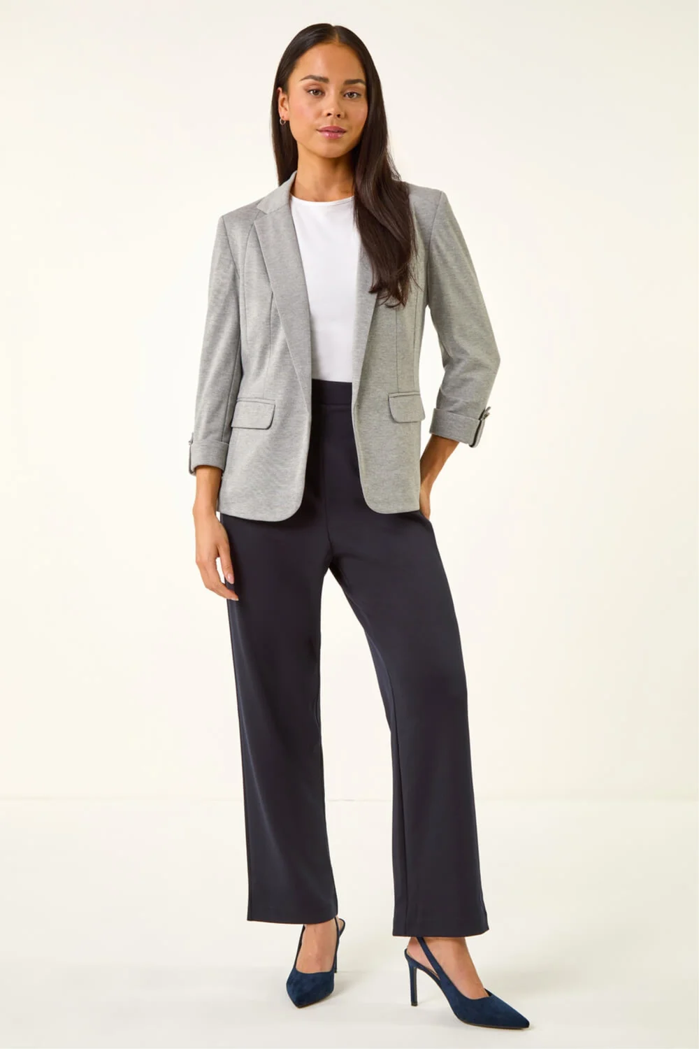 Roman Grey Petite Pocket Ponte Blazer - 16 Image 2