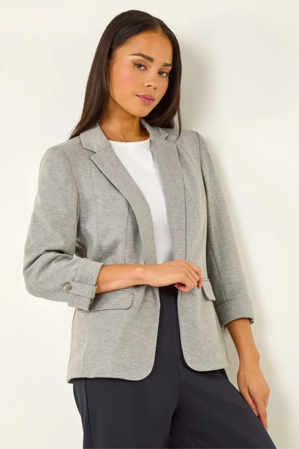 Roman Grey Petite Pocket Ponte Blazer - 16 Image 1