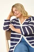 Roman Navy Curve Stripe Crochet Knit Cardigan - Size 16 Image 1