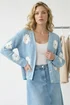 Roman Light Blue Daisy Detail Knit Cardigan - Size 16 Image 1