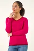 Roman Cerise V-Neck Scallop Hem Knit Jumper - 14 Image 1
