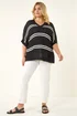 Roman Black Curve Stripe V-Neck Knit Jumper - Size 22-24 Image 2
