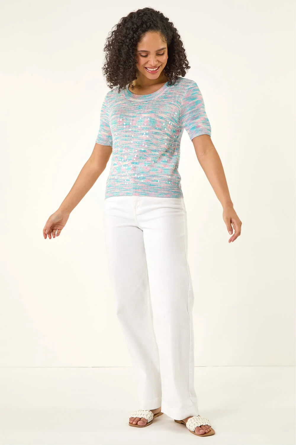 Roman Light Blue Sequin Knitted Top - 14 Image 2