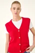 Roman Red Shell Button Front Knit Vest - 10 Image 4