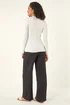 Roman Ivory Ribbed V-Neck Cable Knit Jumper - Size 16 Image 3