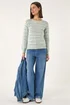 Roman Green Stripe Pointelle Crew Neck Knit - Size 20 Image 2