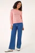 Roman Orange Stripe Pointelle Crew Neck Knit - 14 Image 2