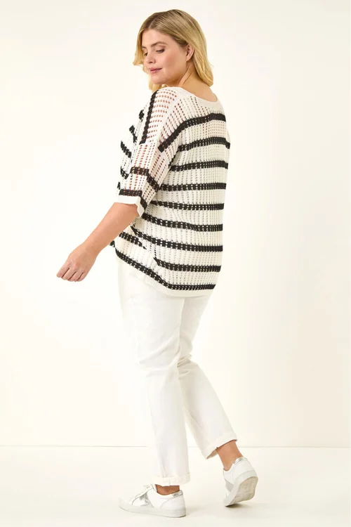 Roman Black Curve Crochet Knitted Top - Size 20 Image 3