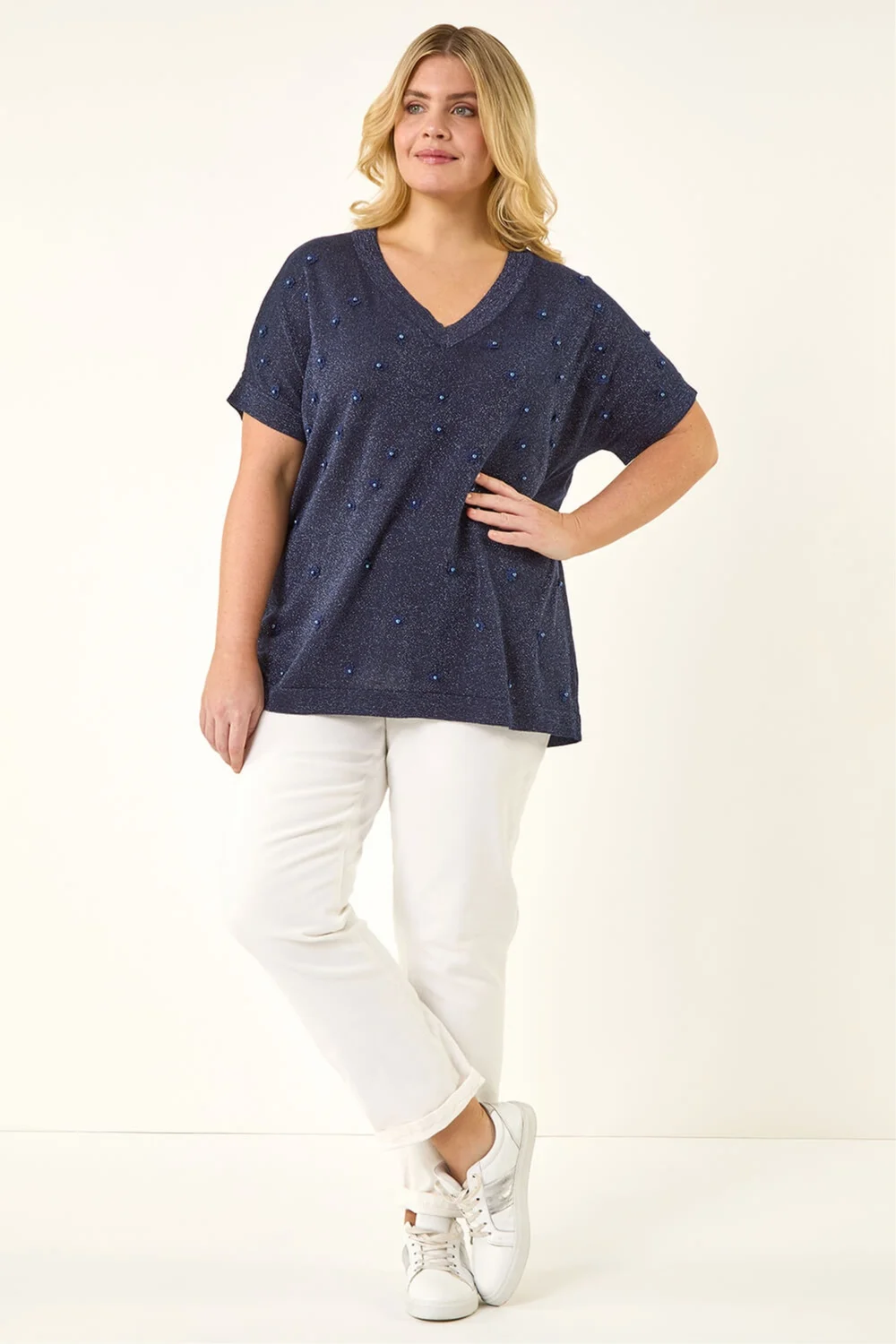 Roman Navy C Floral Pearl Top - 16 Image 2