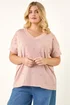 Roman Pink Curve Faux Pearl Embellished Top - 18 Image 4