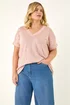 Roman Pink Curve Faux Pearl Embellished Top - 18 Image 1