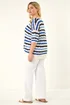 Roman Blue Curve Wave Stripe Jumper - Size 22-24 Image 3