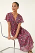 Roman Pink Petite Ditsy Floral Twist Midi Dress - 12 Image 2