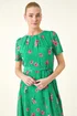 Roman Green Floral Chiffon Pleated Dress - 20 Image 4