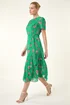 Roman Green Floral Chiffon Pleated Dress - 20 Image 1