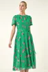 Roman Green Floral Chiffon Pleated Dress - 20 Image 2