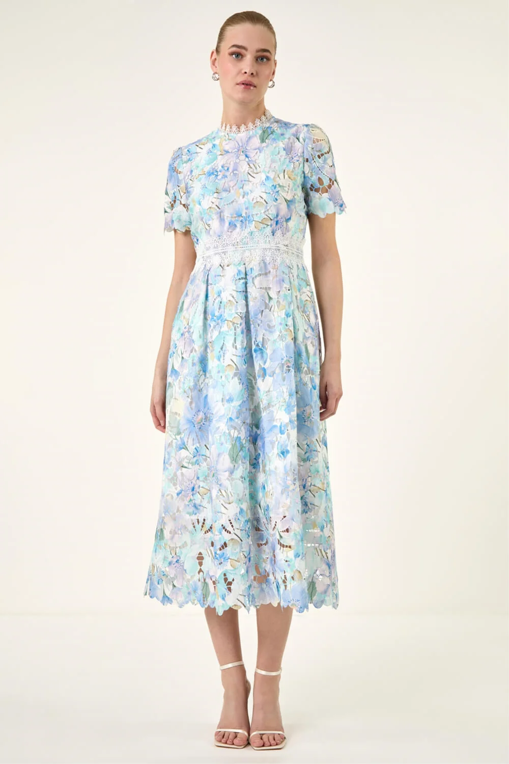 Roman Blue Watercolour Lace Dr - 18 Image 2